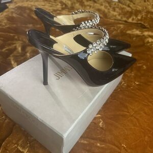 Jimmy Choo Black Heels with Sparkling Strap